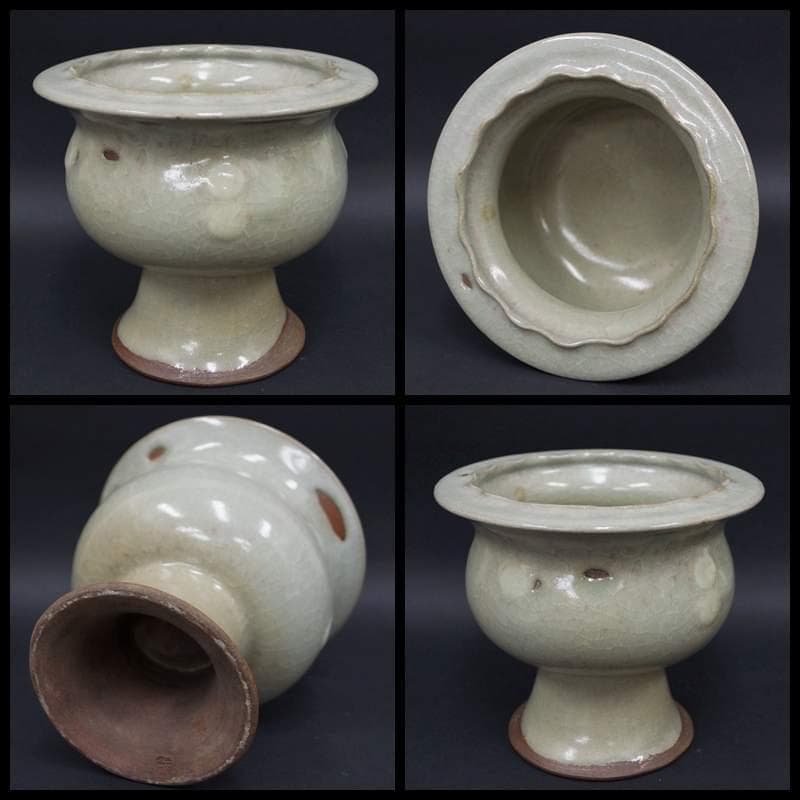 唐津焼 清唐造 青磁花器 花入 飾り壺 / 華道具 茶道具☆時代物☆