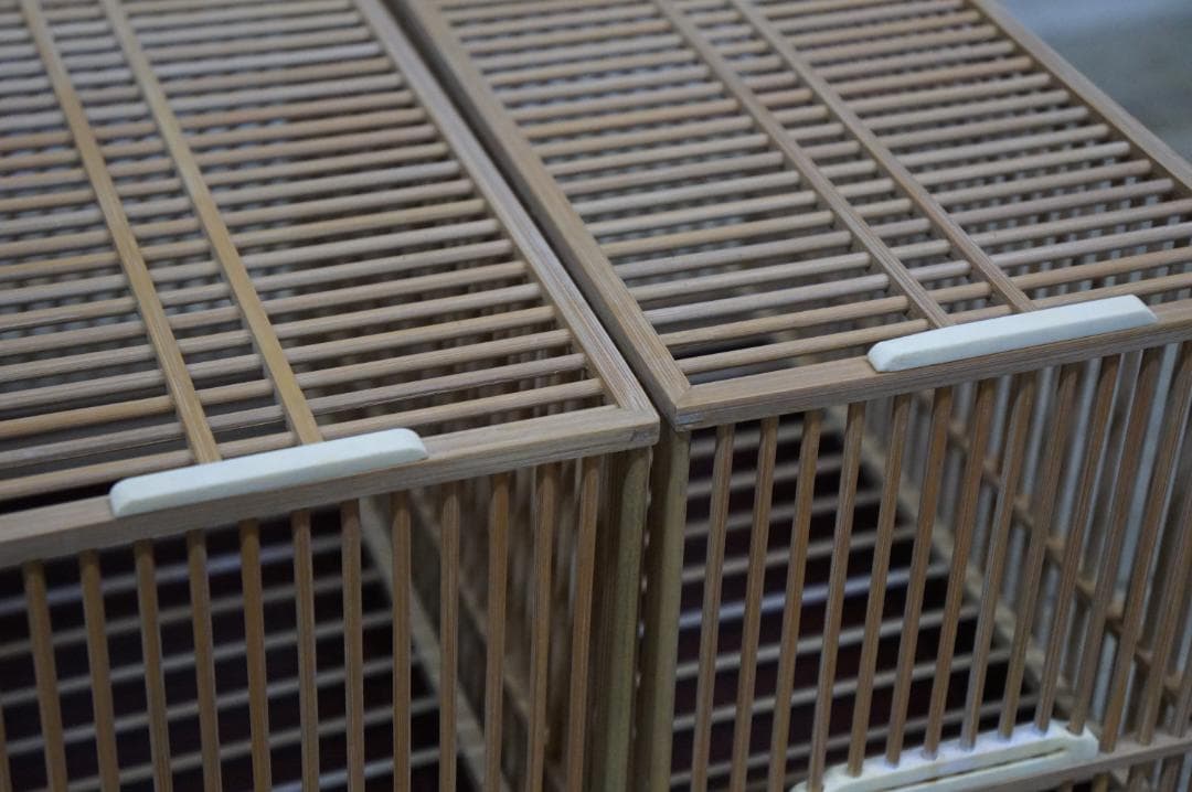 品評会用 桐箱付き 4点 30㎝ 竹籠 メジロ 鳥 鳥かご 状態良好 鑑賞籠 篭