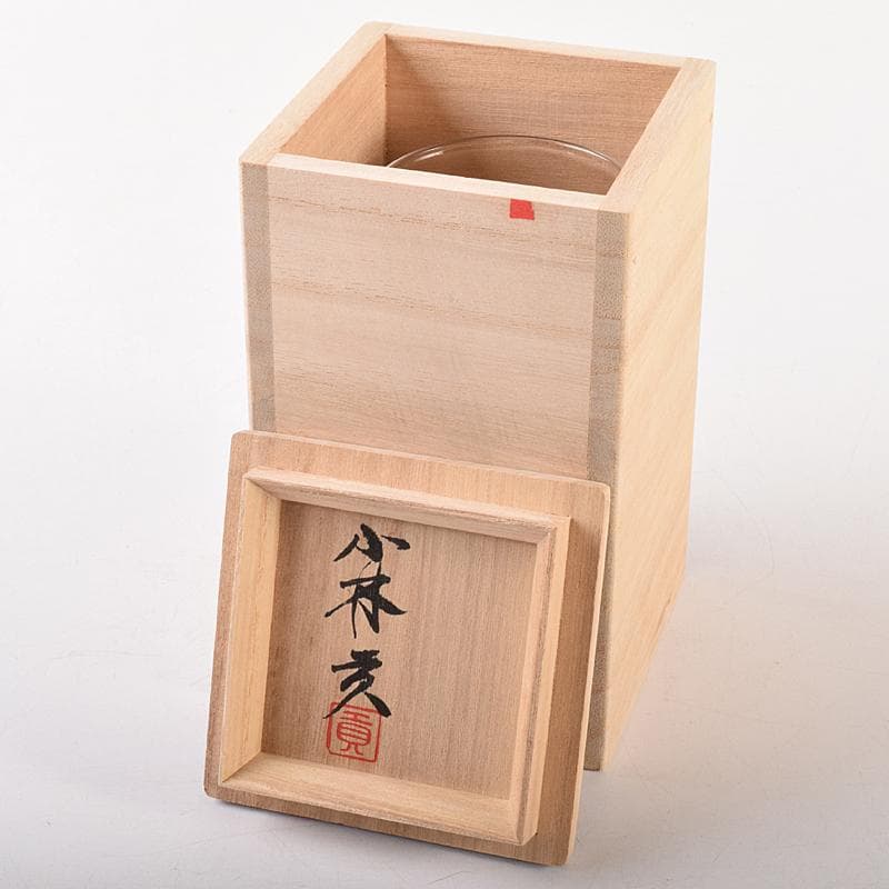 ガラス作家　小林貢作　宙吹硝子　ワイン杯　共箱　C　R7834
