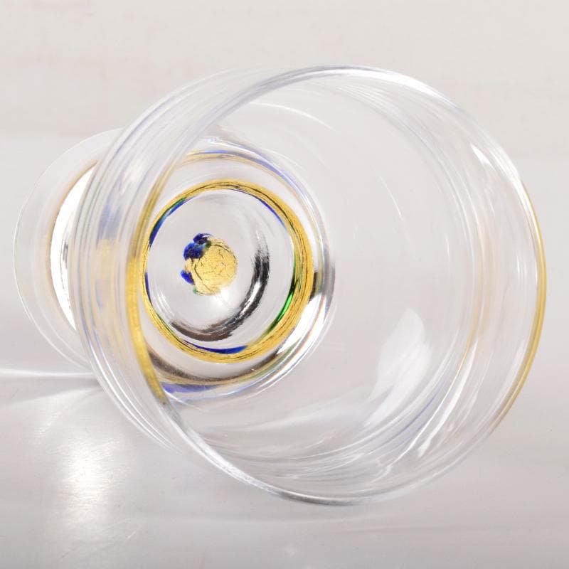 ガラス作家　小林貢作　宙吹硝子　ワイン杯　共箱　C　R7834