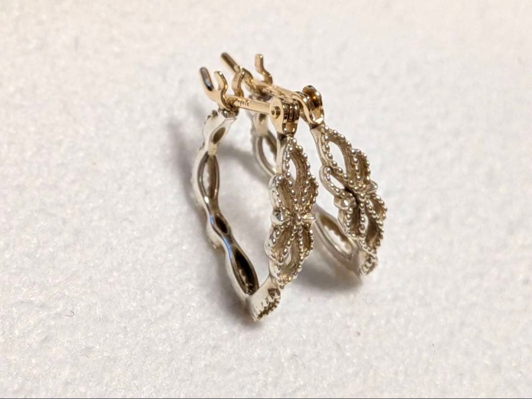 agete シルバーK10フープピアス