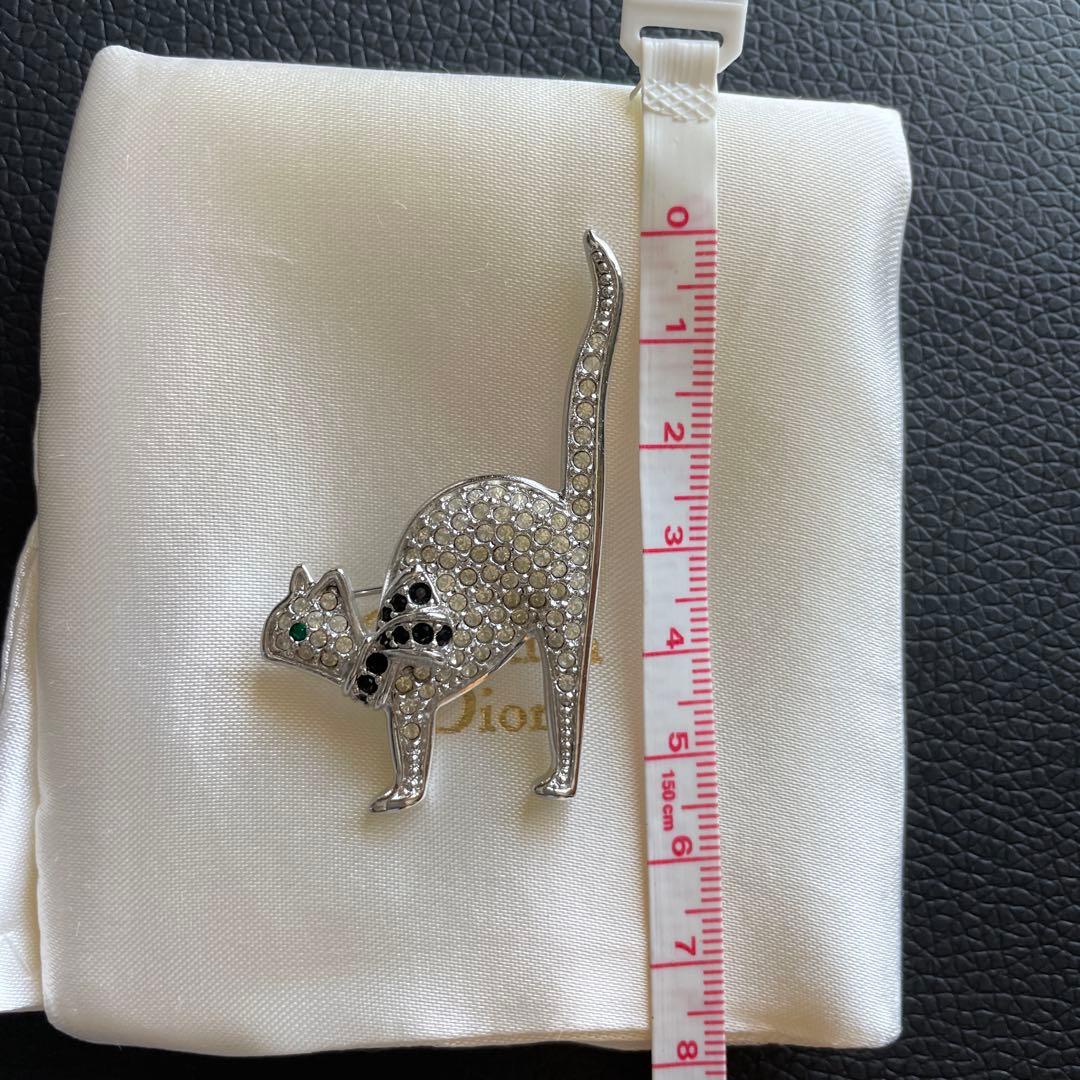 【極美品】キャットモチーフ ラインストーン ブローチ