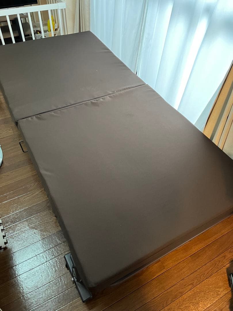 組立て不要の低反発折りたたみベッド(シングル) ダークブラウン