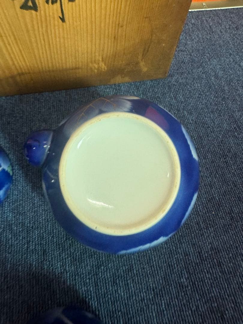 1765 深川製磁　葡萄瑠璃　茶器セット　急須1客　湯呑蓋付5客