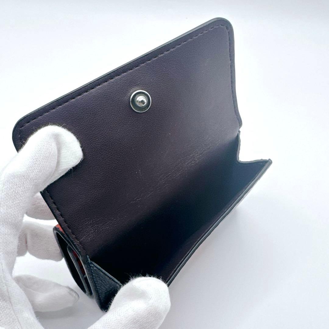 【極美品】coach コーチ 三つ折り 財布 苺 レザーネイビー