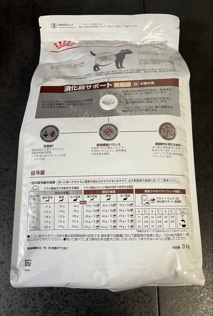 ロイヤルカナン 療法食 消化器サポート 低脂肪 ドライ 小型犬用 S 3kg