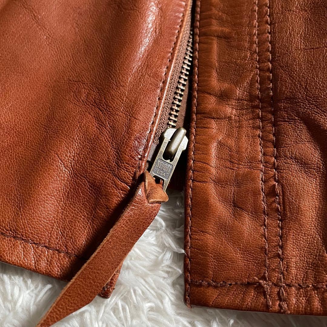 ショット レザージャケット クラシック ゴートレザー ボーダー柄