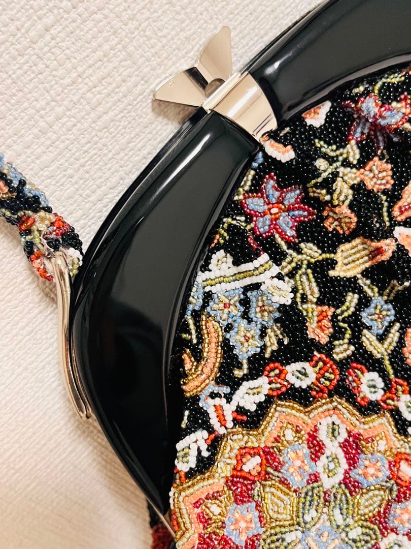 美品　総ビーズバッグ　昭和レトロ　和装　がま口