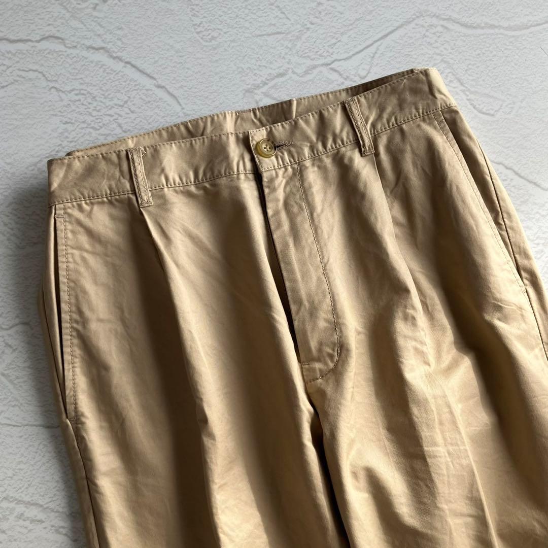 【極美品】ビームスプラス 1プリーツ チノ トラウザーズ ベージュ Lサイズ