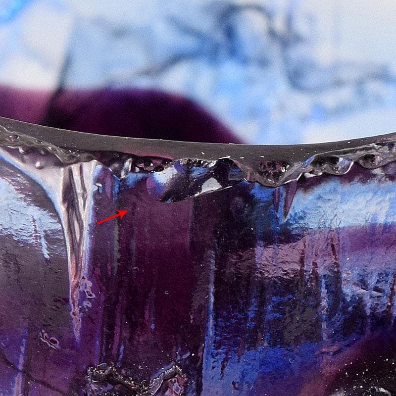 中国　ガラス工芸　琉璃夏氏　花彫刻　急須型　置物　箱・証明書付　C　8201