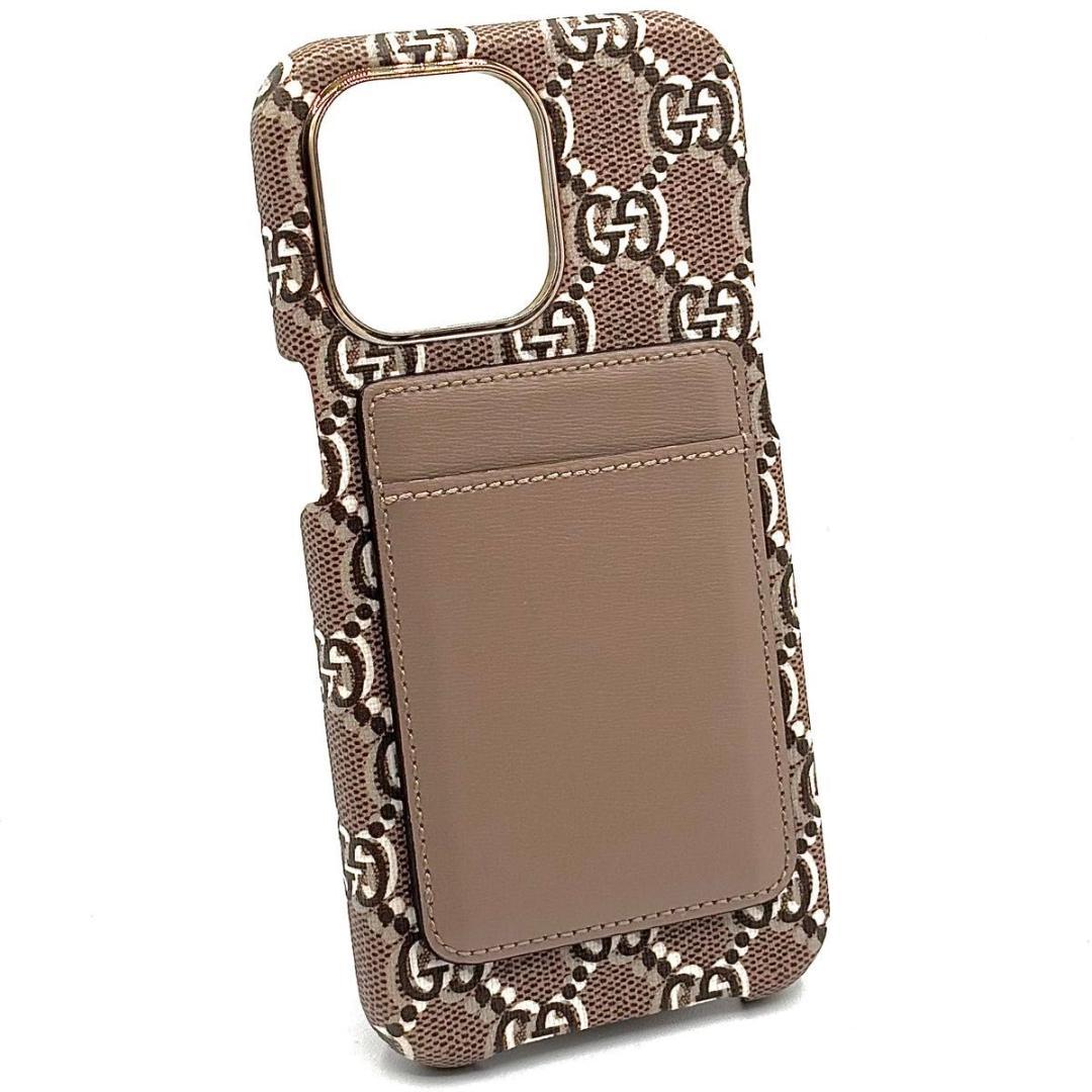美品 グッチ iPhone15Pro Max カードケース付き GGシャドウ