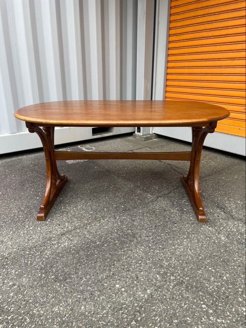 カリモク家具　ブラウン 木製 楕円形 ダイニングテーブル