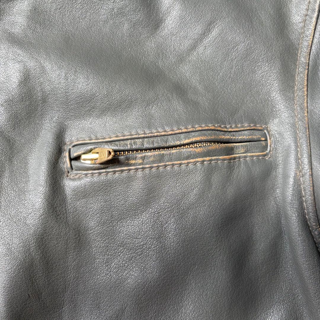 レアカラー AVIREX ヴィンテージ加工 シングルレザージャケット グレー M