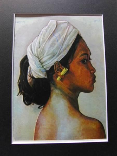 R.BONNET（R.ボンネット）、バリ娘の像、希少な額装用大判画集画