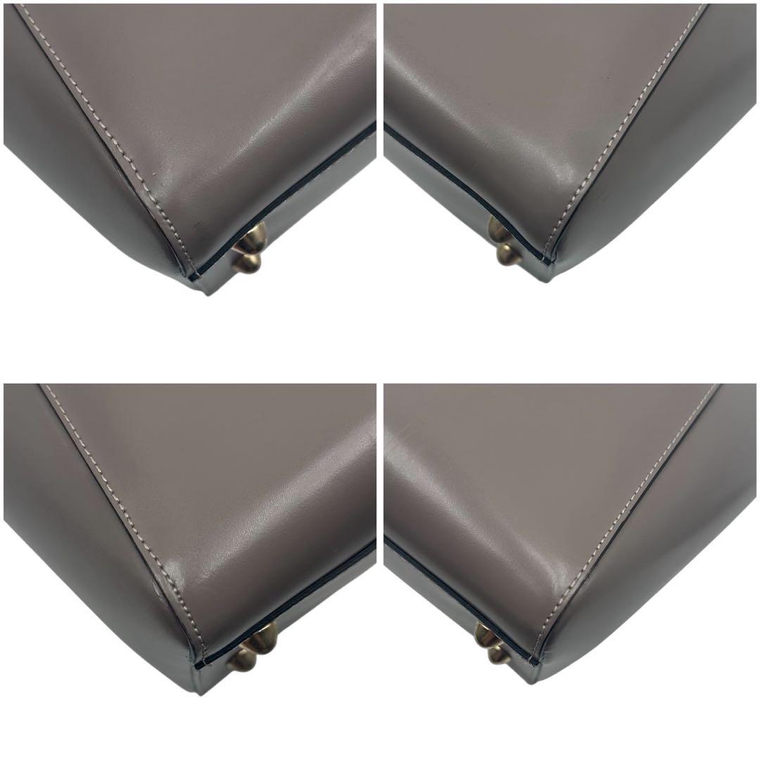 【良品】VALENTINO ハンドバッグ 2way Vロゴ サークルロゴ グレー