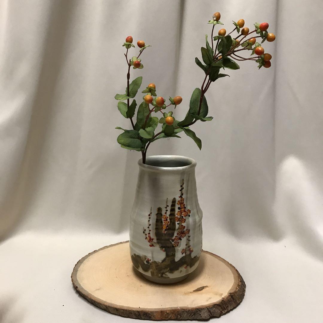 新品　京焼　六兵衛窯　花瓶　六代　清水六兵衛　梅菱花器