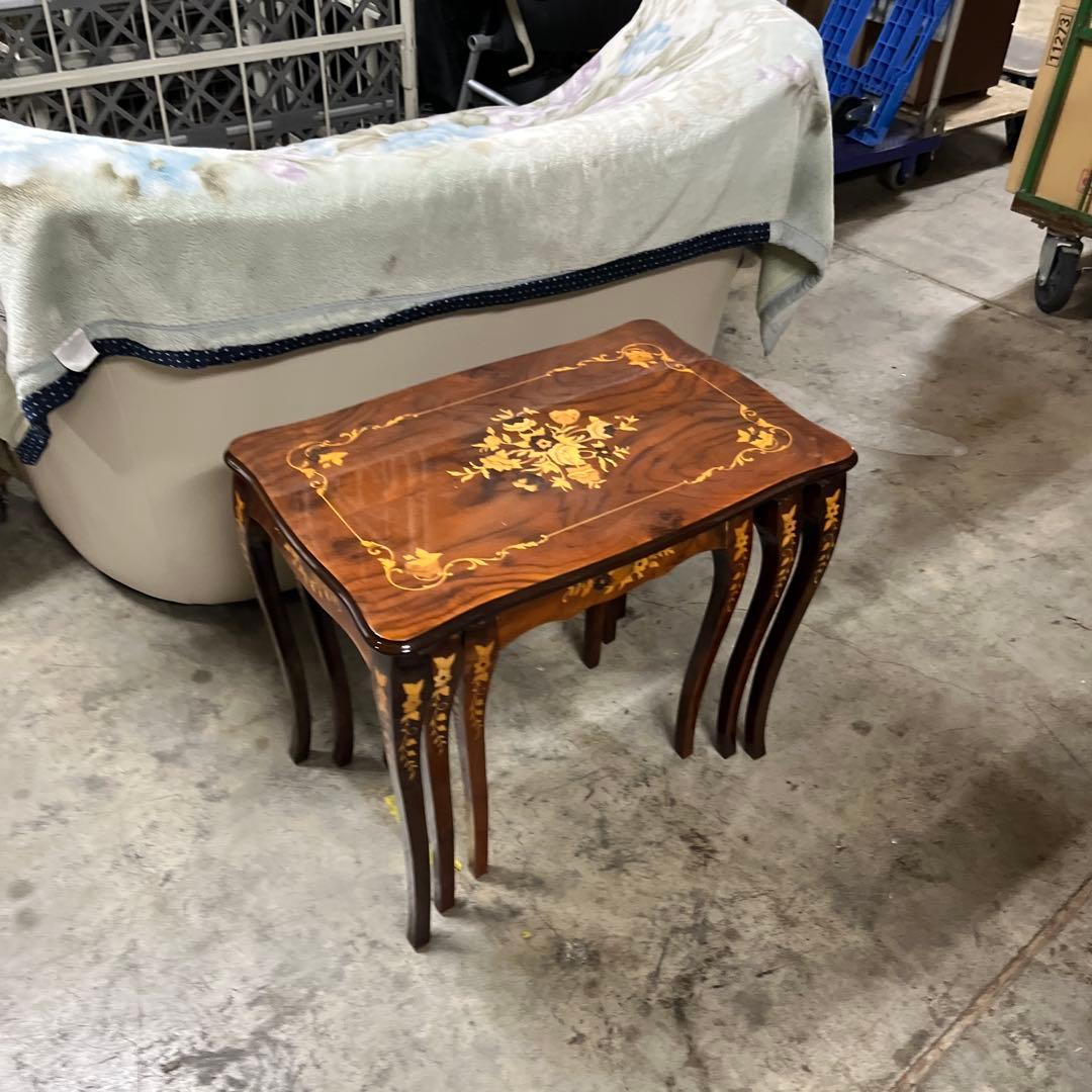 【英アンティーク調】◇ネストテーブル◆象嵌◇猫足◆ヨーロピアン