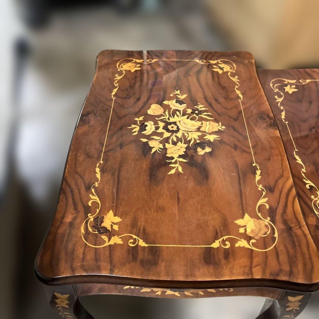 【英アンティーク調】◇ネストテーブル◆象嵌◇猫足◆ヨーロピアン