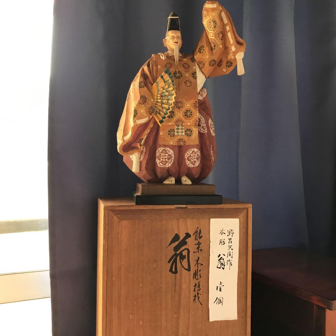 木彫　野呂　天潤作　能楽　翁像　　共箱　大幅値下げ