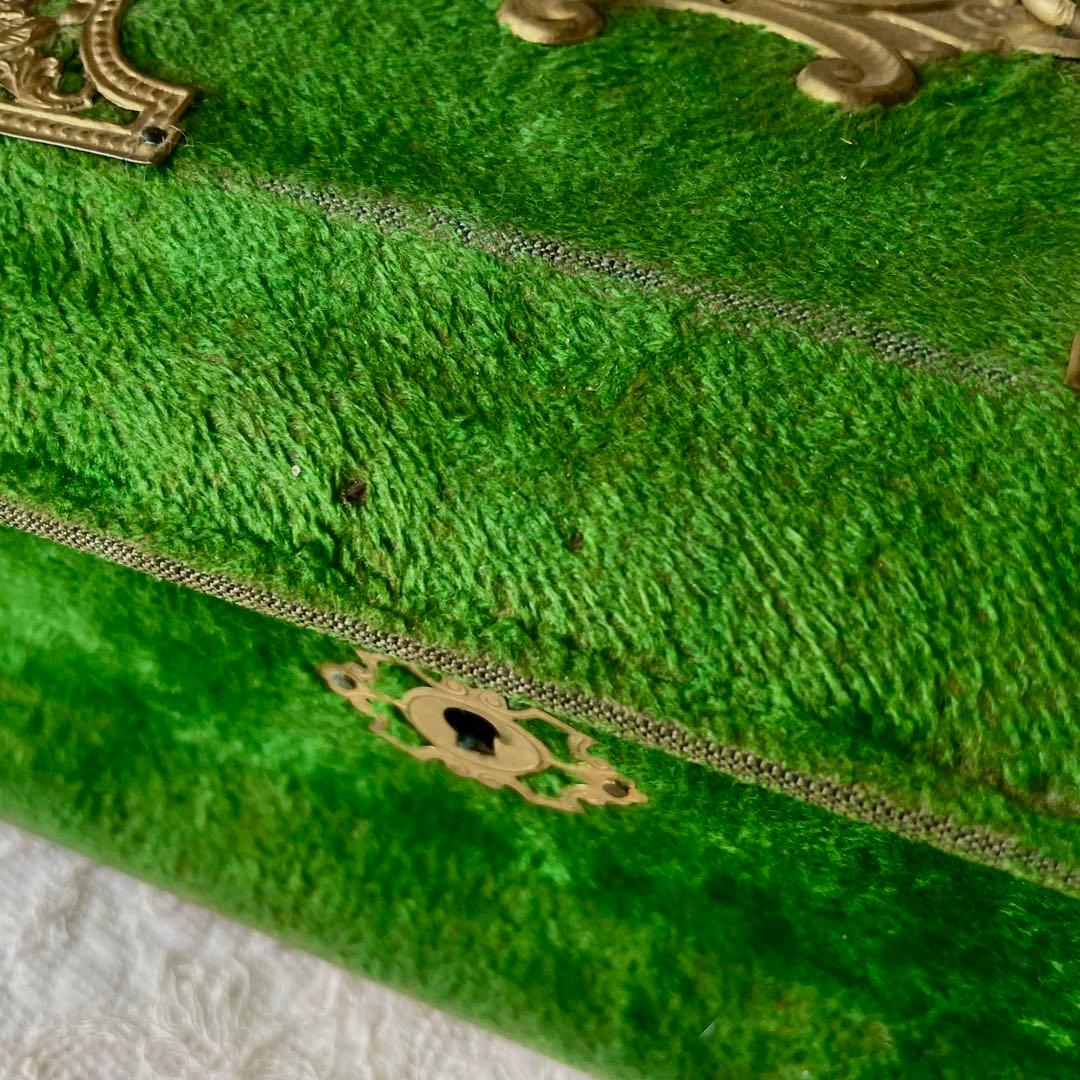 ベルベットメルスリーボックス　ジュエリーケース　グリーン水色フランスアンティーク