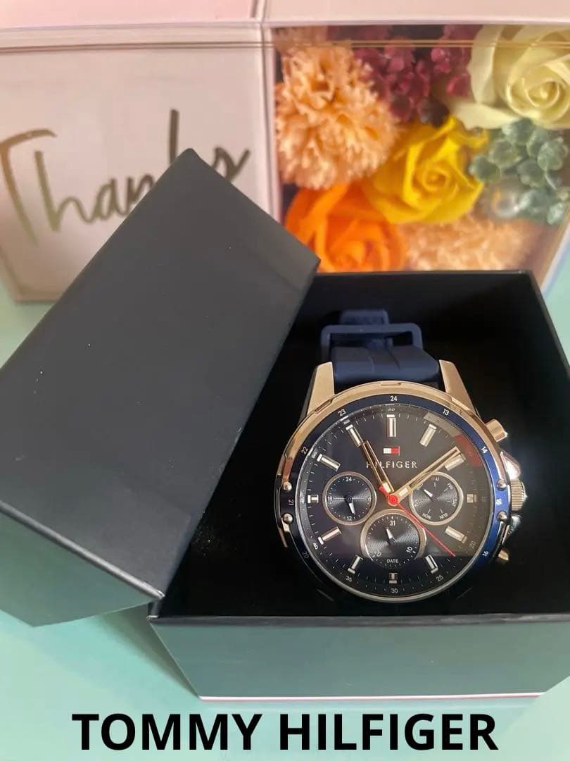 【新品】トミーヒルフィガー 腕時計 メンズ シリコンベルト ブルー