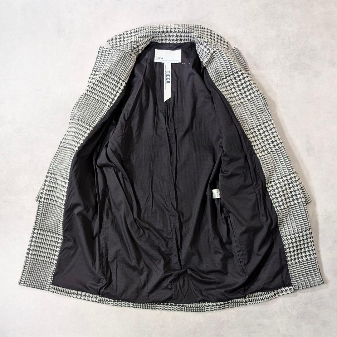 美品★TICCA グレンチェック コクーンコート ティッカ シングルコート