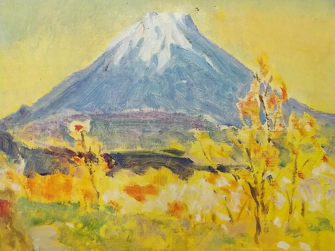 「本栖湖にて」F6 絵画 油絵 油彩画 アート 風景画 富士山