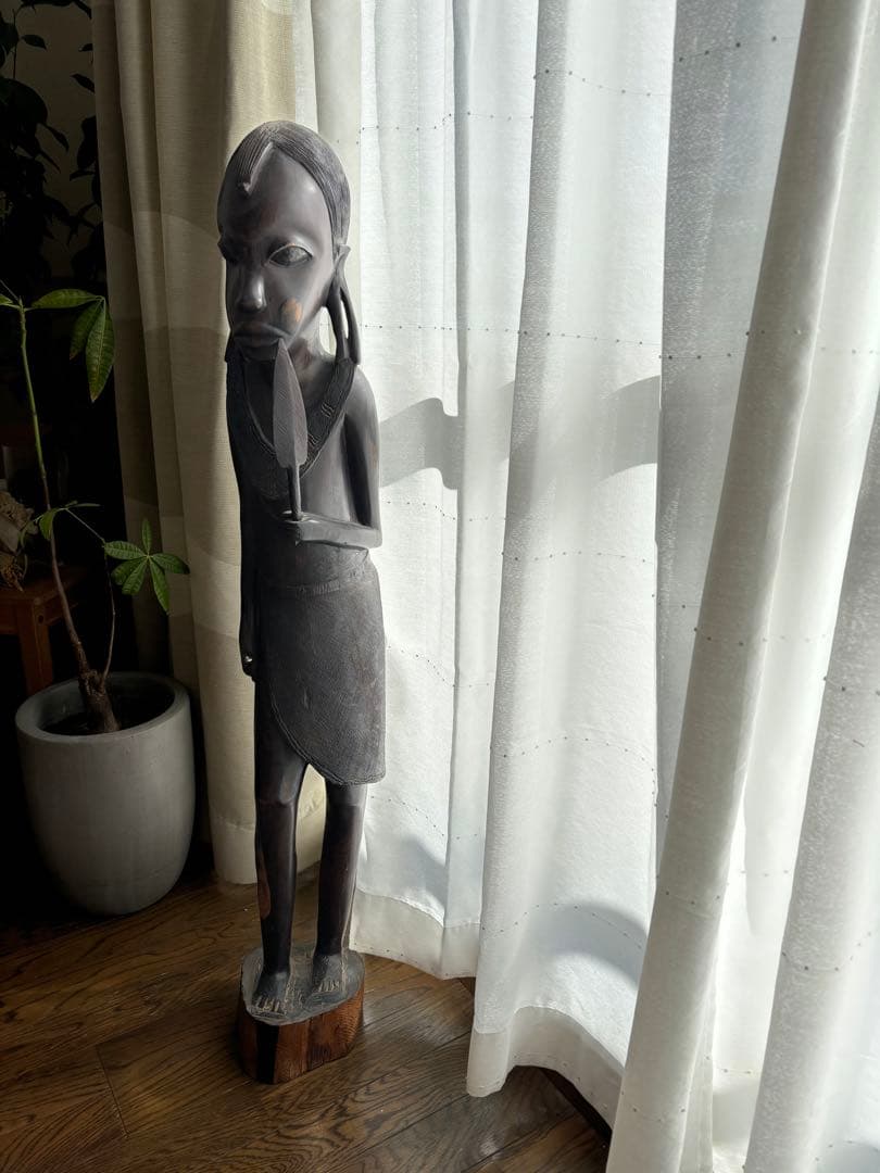 【アフリカ美術】木彫り人形　約103cm
