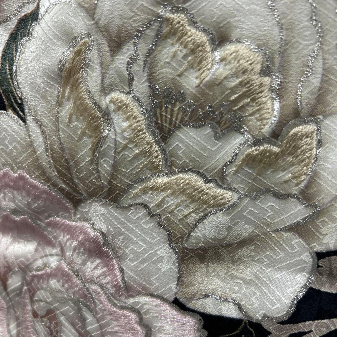 白紺染め分け牡丹のクール系振袖フルセット