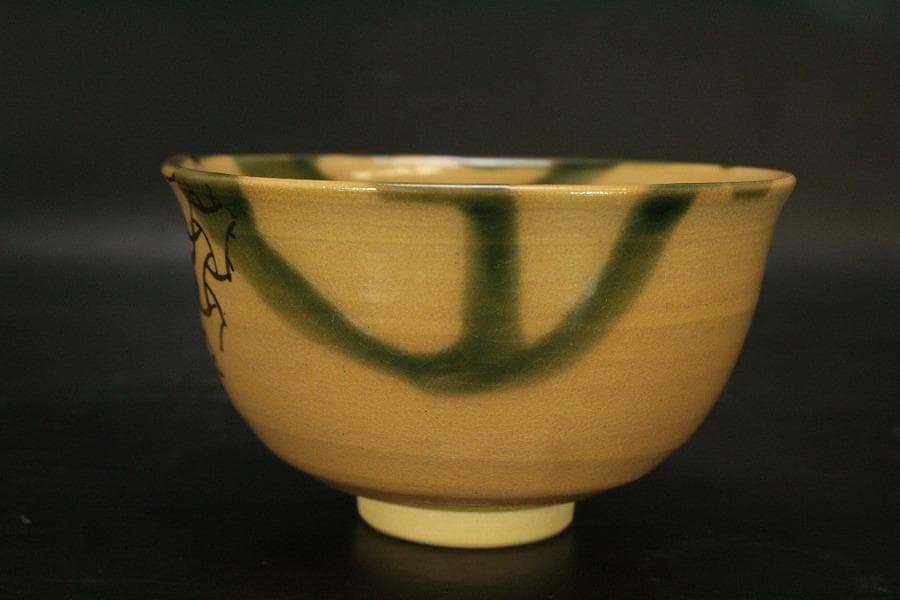 茶道具 京焼 紫翠窯 鈴絵茶碗　三代西村徳泉造 共箱 未使用(メ1551)