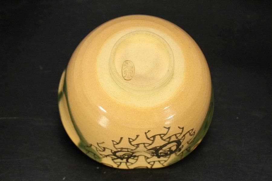 茶道具 京焼 紫翠窯 鈴絵茶碗　三代西村徳泉造 共箱 未使用(メ1551)