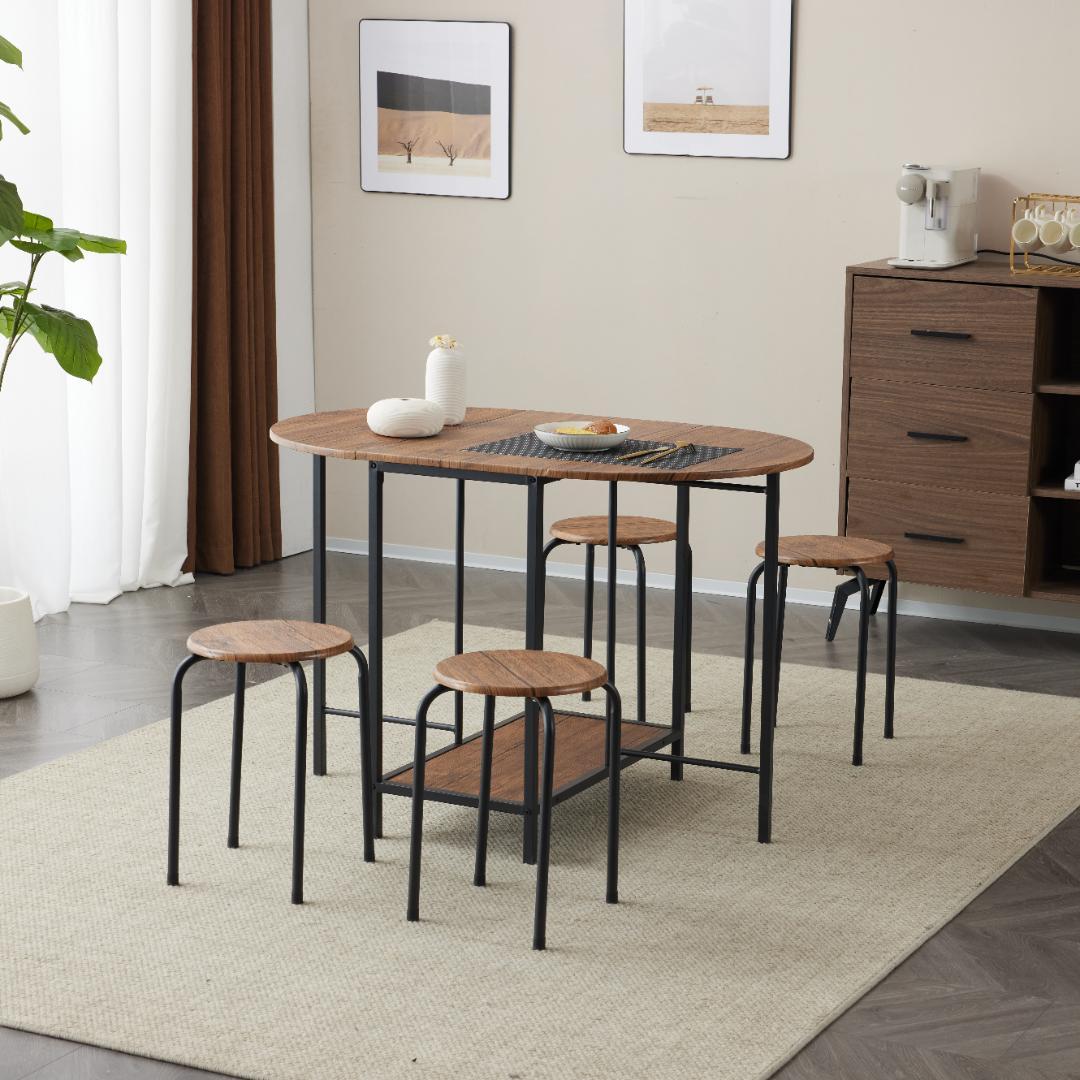 数量限定！4人用ダイニング 5点セット ダイニングテーブル　オシャレ　BROWN