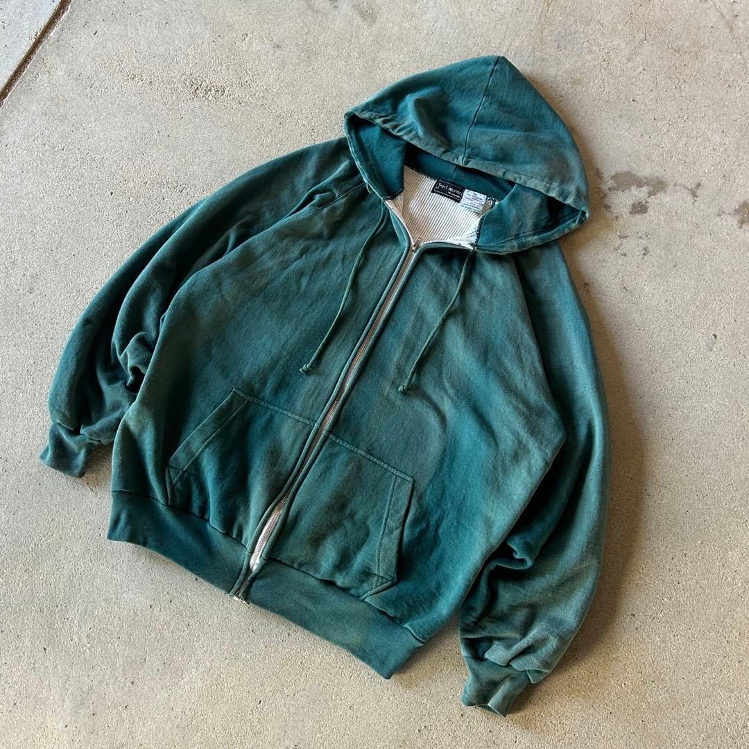 80s サーマル ダブルフェイス ジップパーカー ルーマニア製　フェード