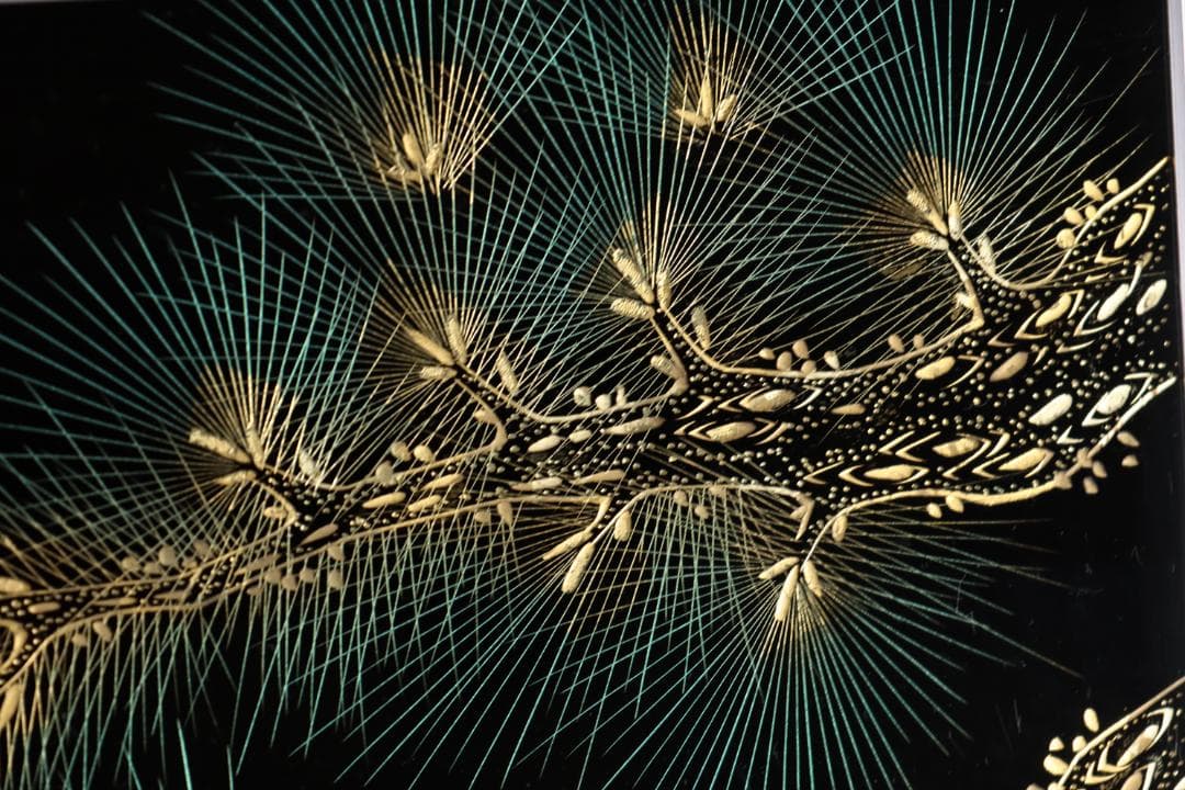 【真作】 輪島塗名工　松井義明　『 日の出 』沈金　漆絵　額装　４号　BJ215