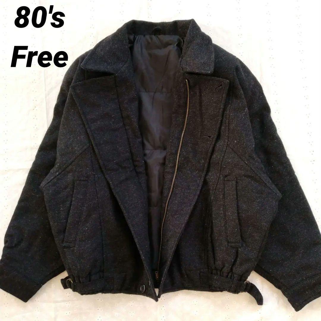 Vintage　80's　短丈　ウールジャケット　ブルゾン　ボンバージャケット