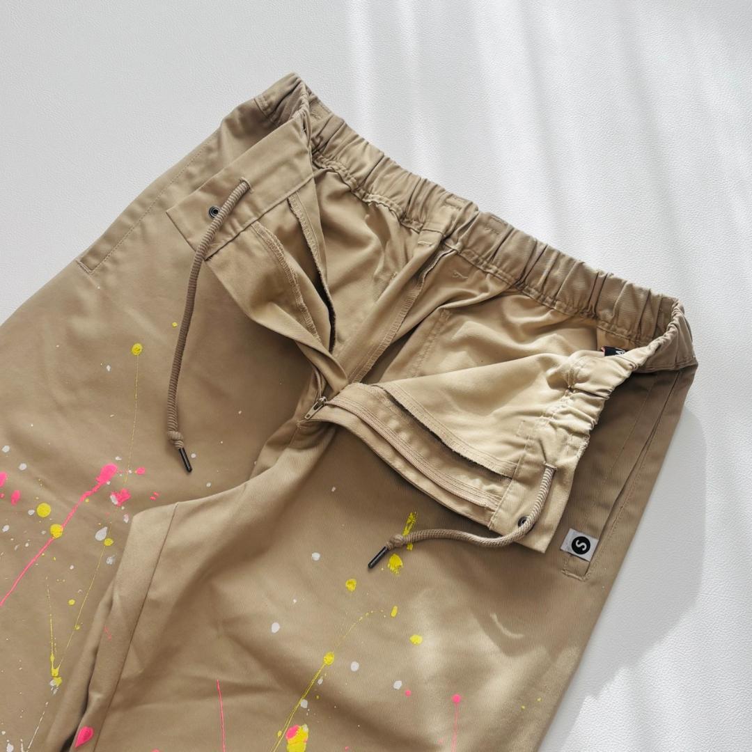 SAPEur スケート チノパンツ ペンキ加工 ドローコード XL ベージュ