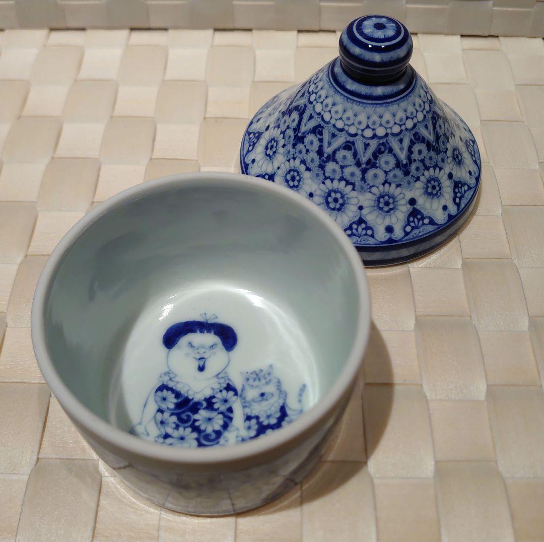 橋本よしこ　蓋物　染付