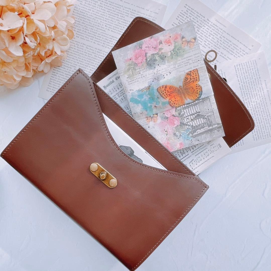 【 新品 】 本革 コラージュ 素材 収納 ポーチ