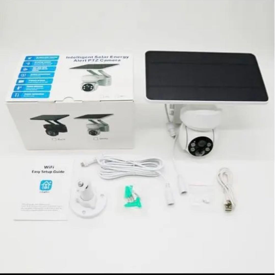 防犯カメラ　ソーラー充電対応　ホワイト