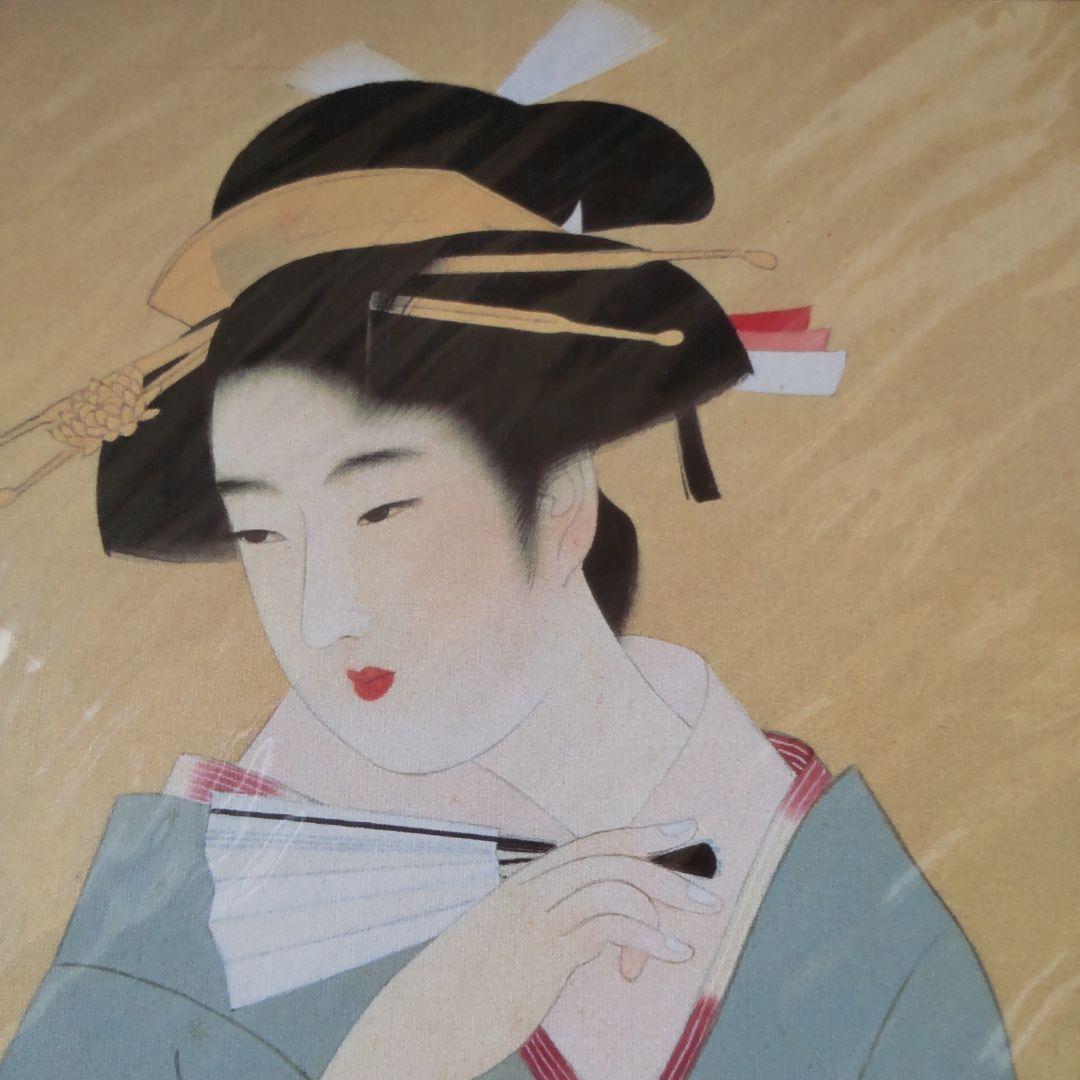 伊東深水 『 虫の音 』 美人画 名品 複製 色紙 希少 茶道具 美品です。