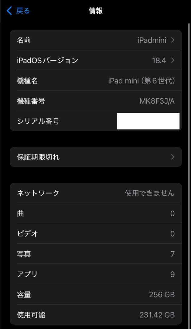 iPad Mini 第6世代 256GB／Wi-Fi+Cellular