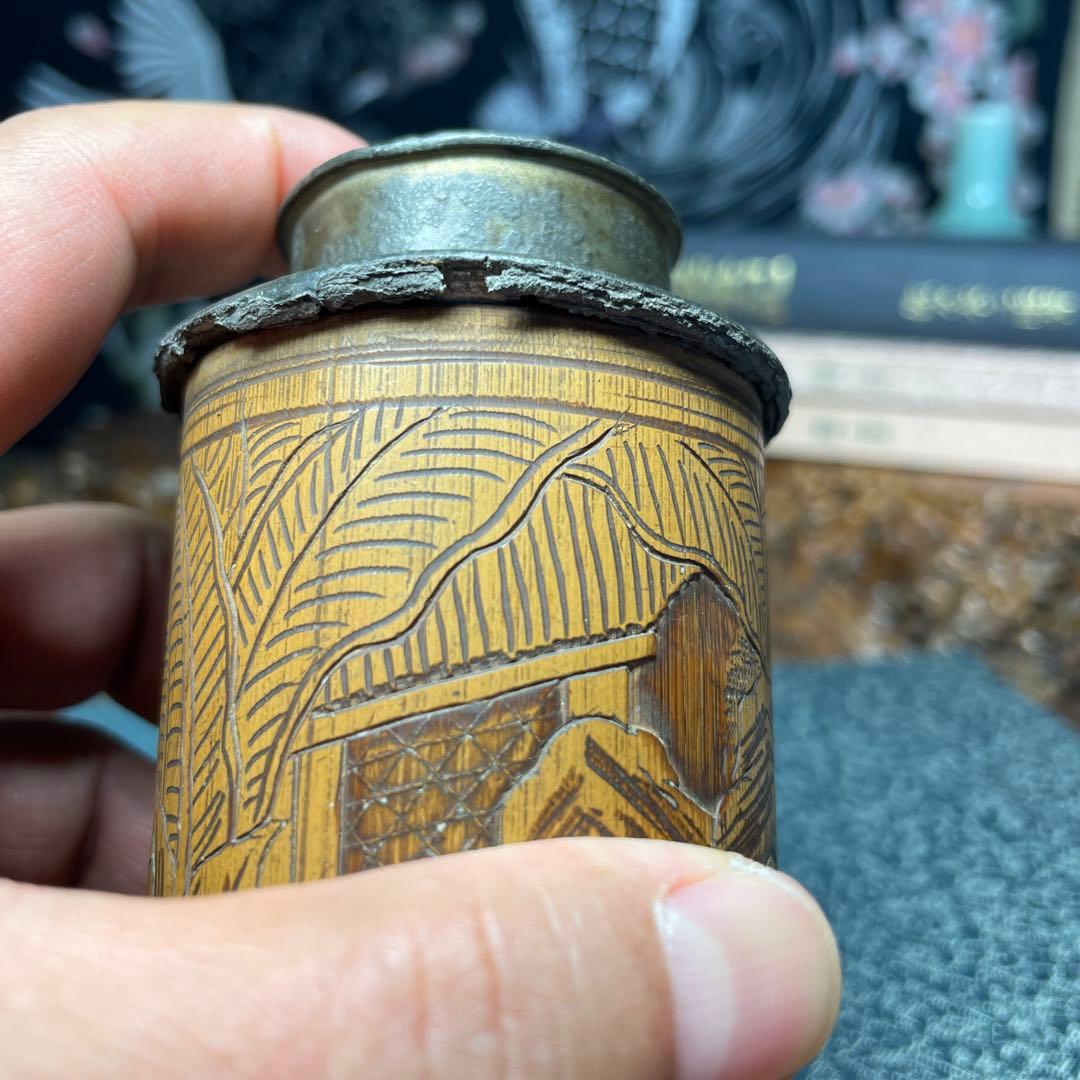 錫製 茶筒 中国古茶道具 古美術 茶葉保存容器