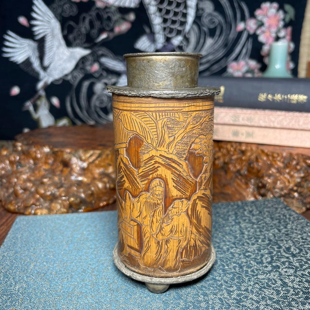 錫製 茶筒 中国古茶道具 古美術 茶葉保存容器