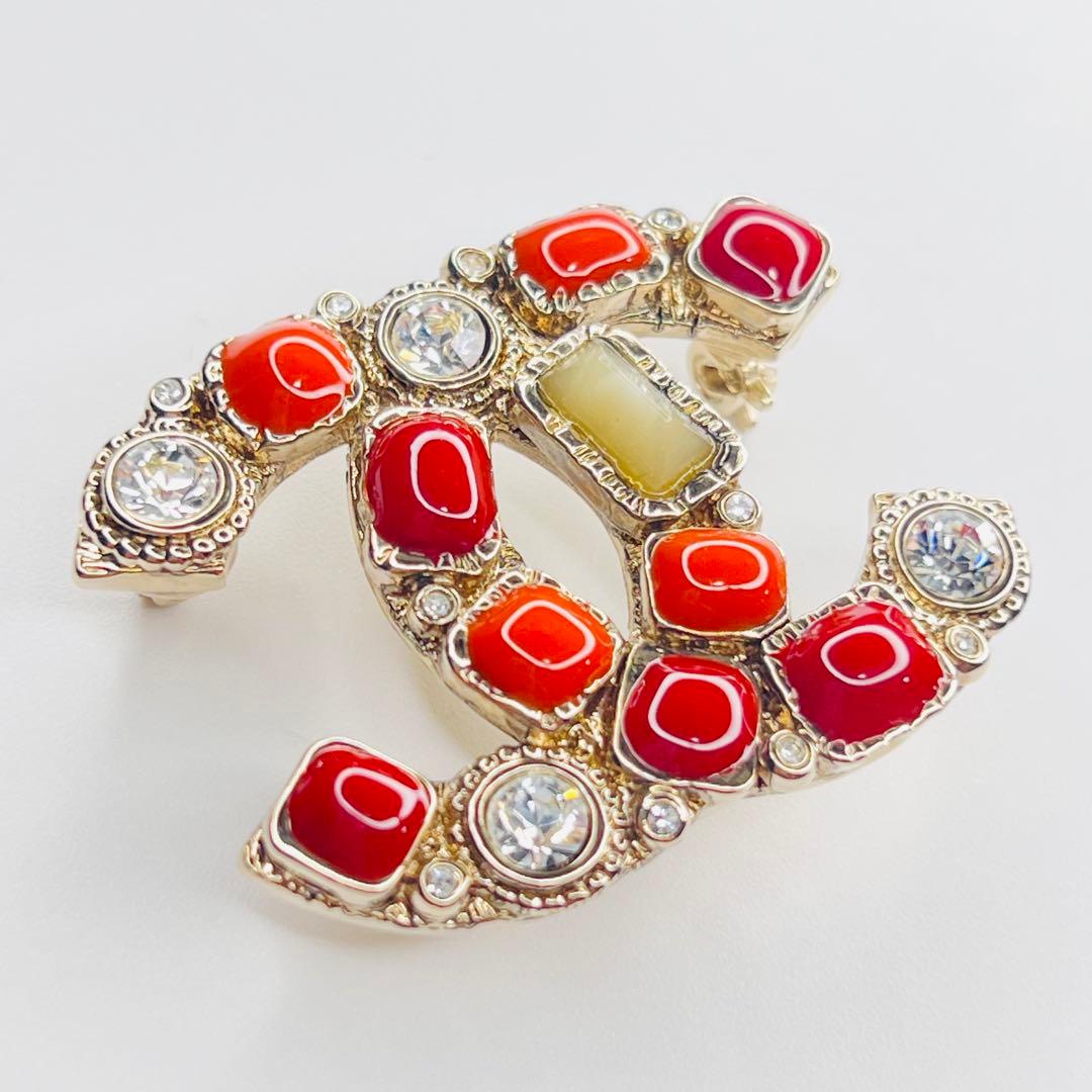 CHANEL ココマーク ビジュー ゴールド ブローチ コサージュ.