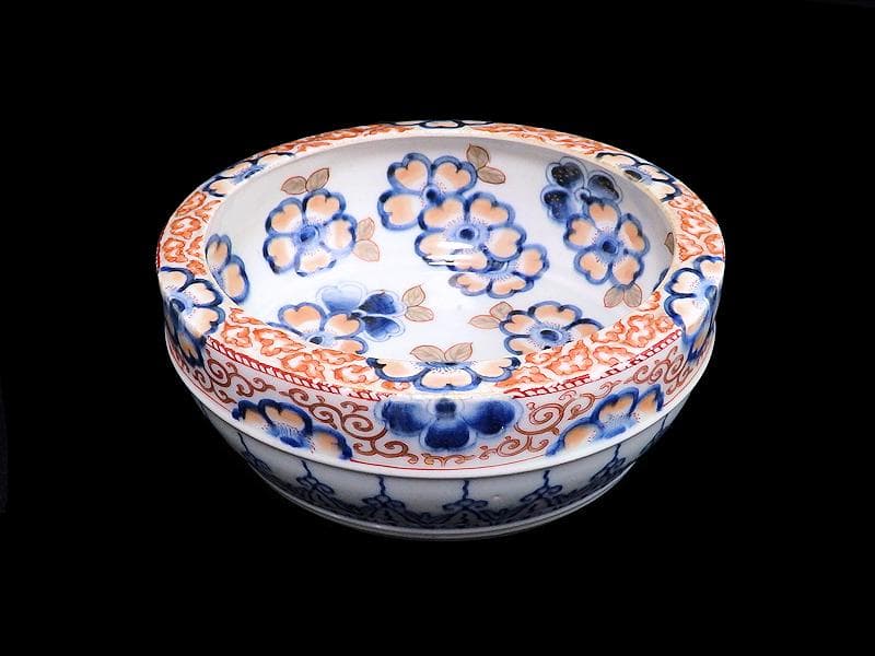 古伊万里　色絵 　桜花紋の図　大深鉢　E637AS-fbns