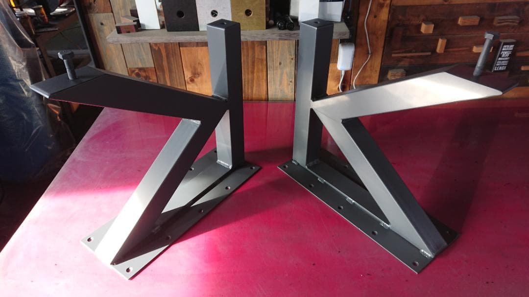 マットグレーでアイアンな極太鉄脚♪ 50×350×450mm K型 2脚ver.