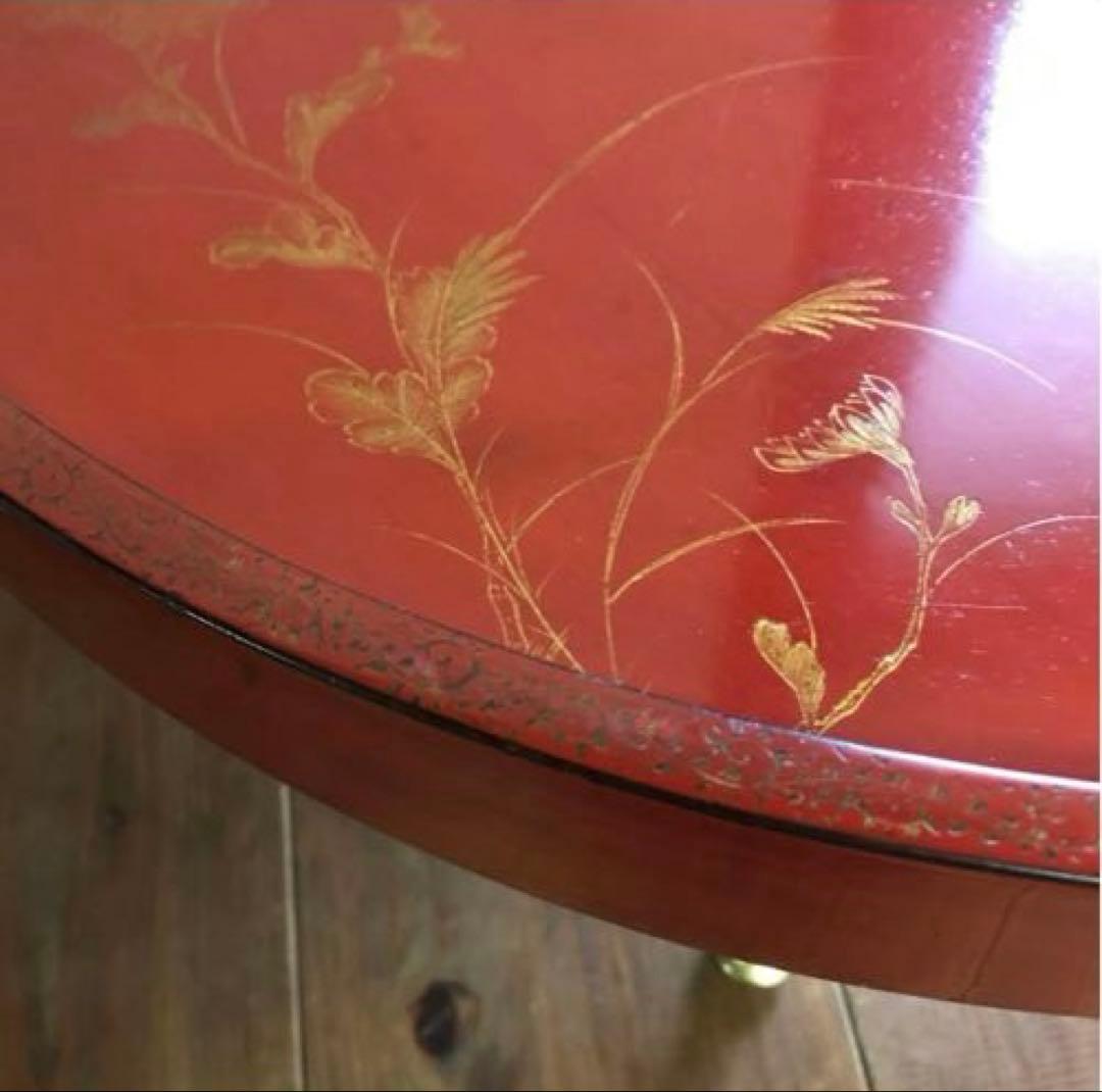 骨董　漆塗り　金彩　蒔絵　ちゃぶ台　飾り台　当時物　古道具　テーブル　脚取り外し