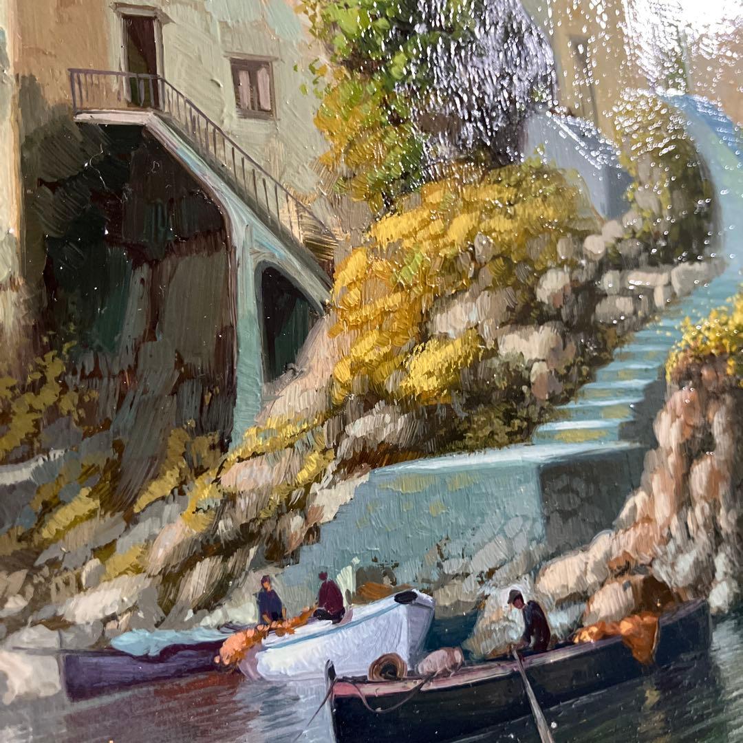 Amleto Colucci イタリア画家　油絵　風景画　海辺の家　オリジナル