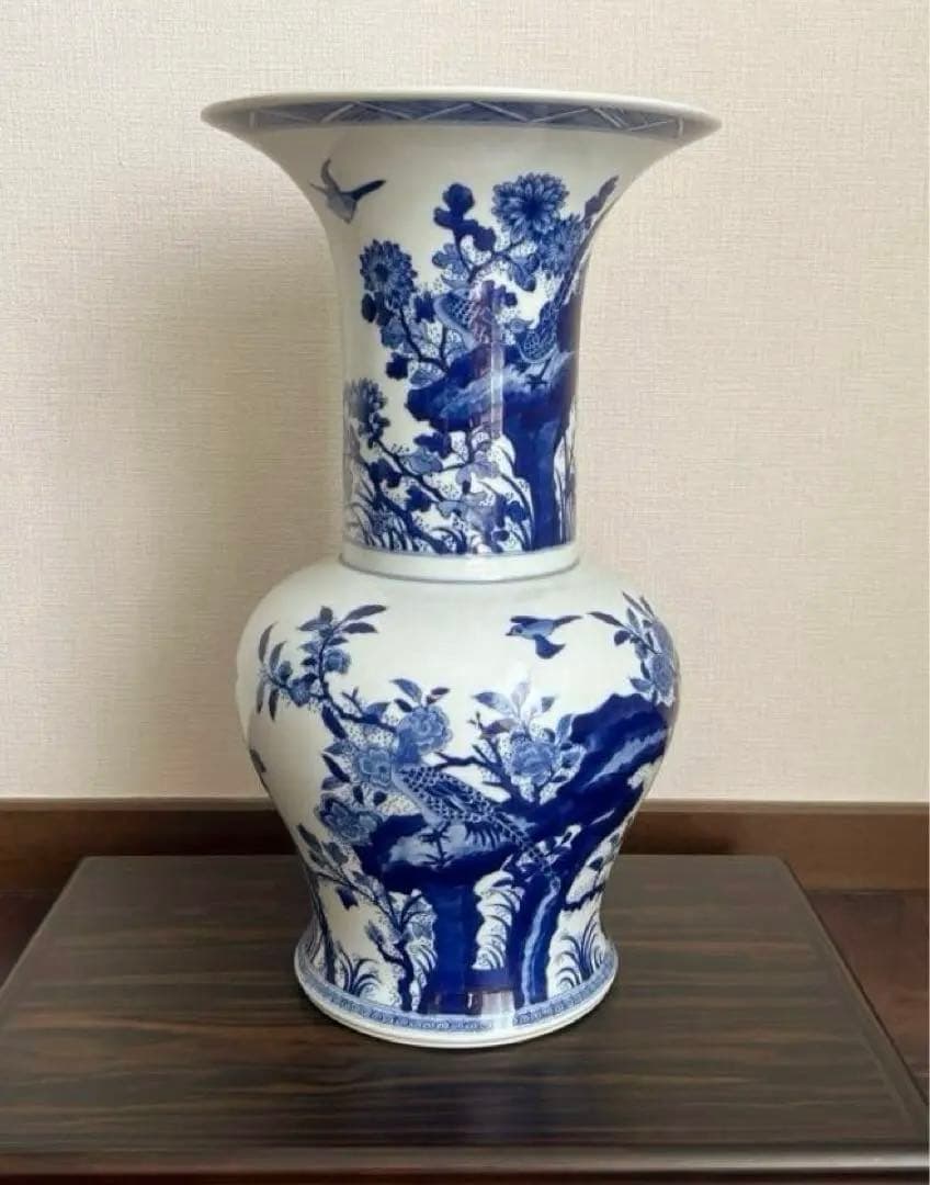 景徳鎮御窯 北京故宮博物院監製 限定複製品 青花牡丹紋瓶　認定書付