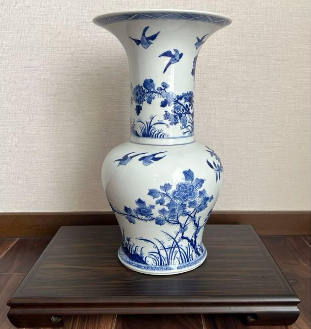 景徳鎮御窯 北京故宮博物院監製 限定複製品 青花牡丹紋瓶　認定書付